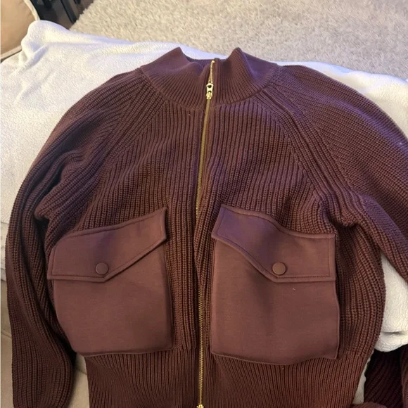 Varley Burgundy Zip-Up Sweater - Picture 5 of 6